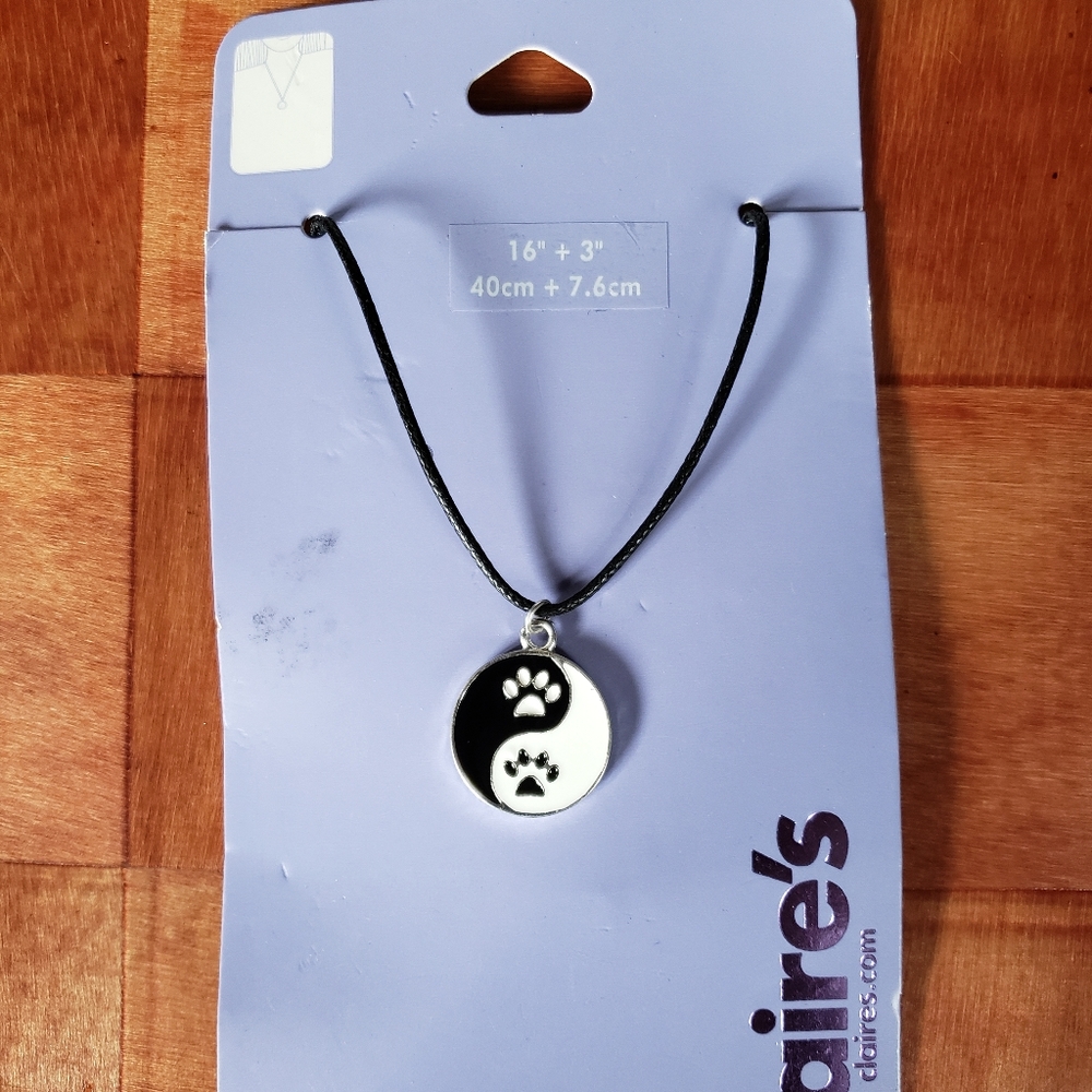 Claire's Paw Prints Yin Yang Necklace